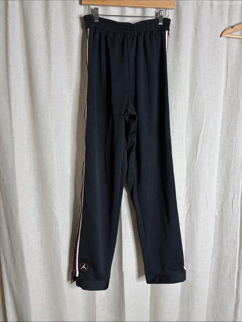 Jordan Black Sweatpants with Red and White Side Stripe